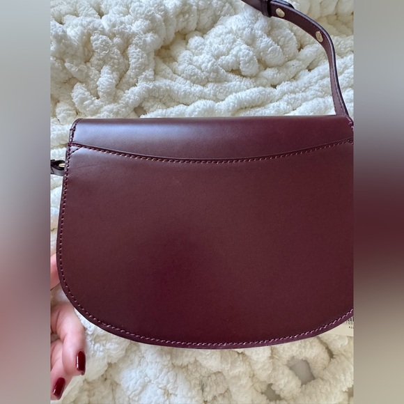 Sezane Claude bag !Elegant Burgundy Leather Shoulder Bag - Picture 7 of 8